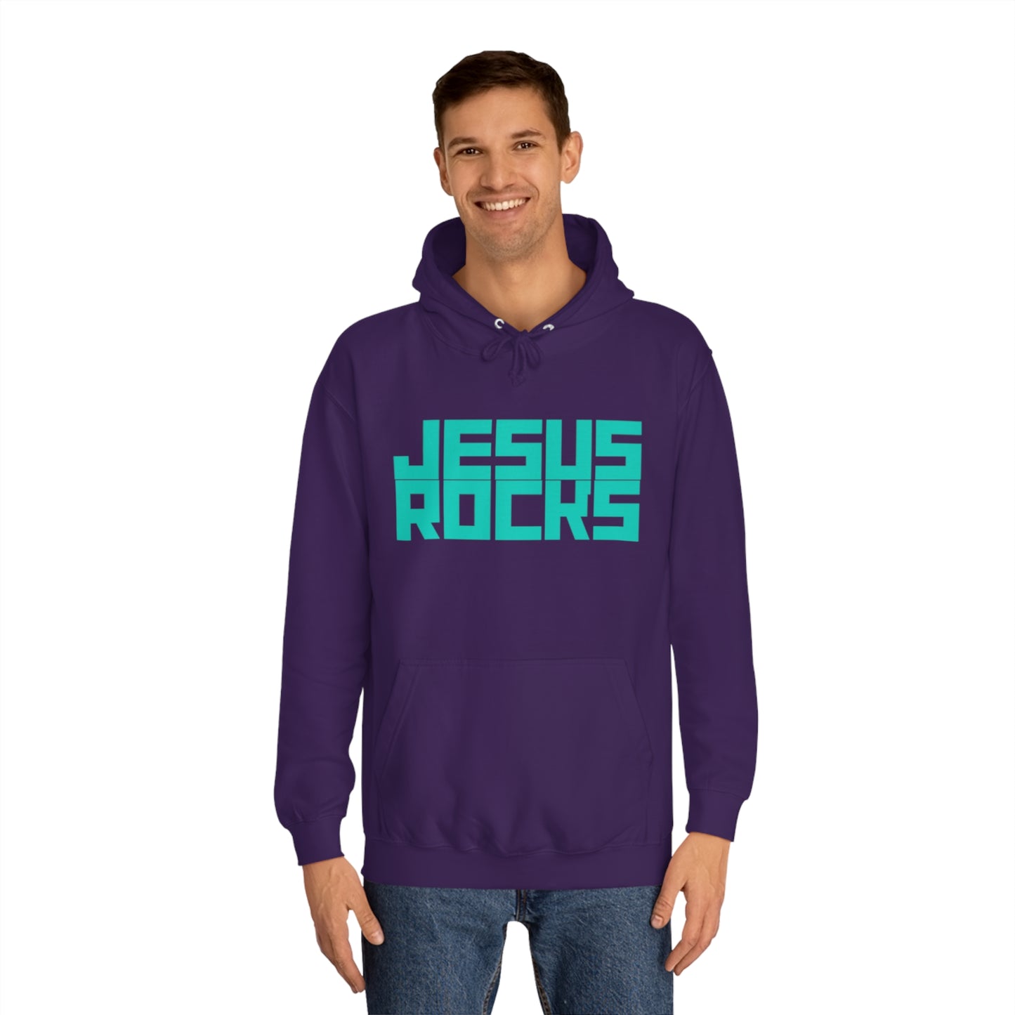 JESUS ROCKS BLOCK Unisex College Hoodie