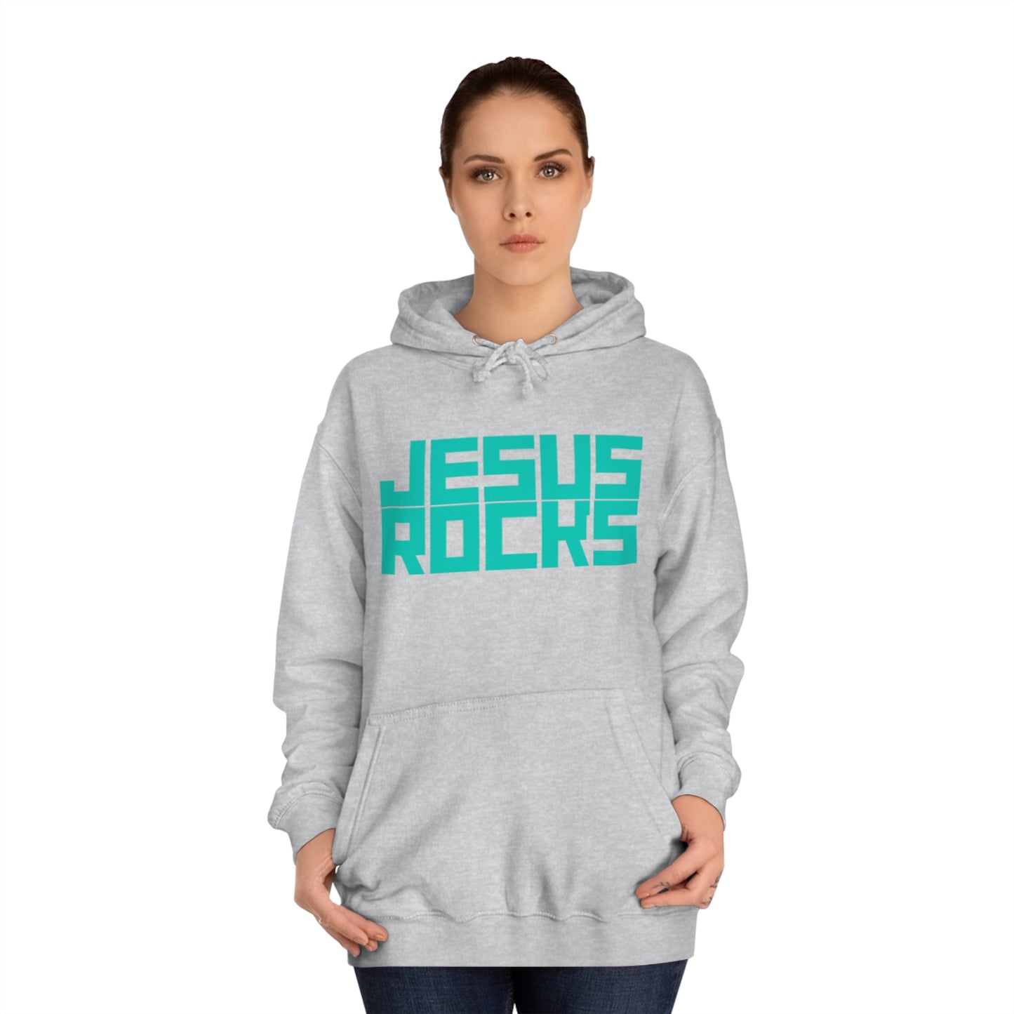 JESUS ROCKS BLOCK Unisex College Hoodie