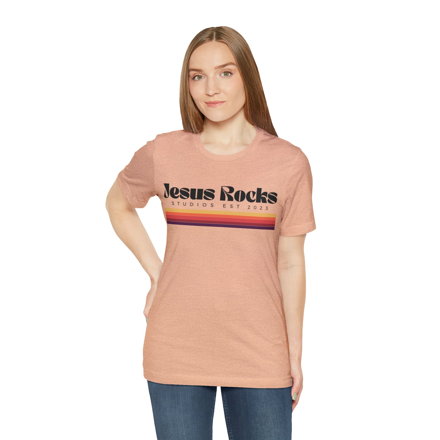 Jesus Rocks Retro Short Sleeve Tee