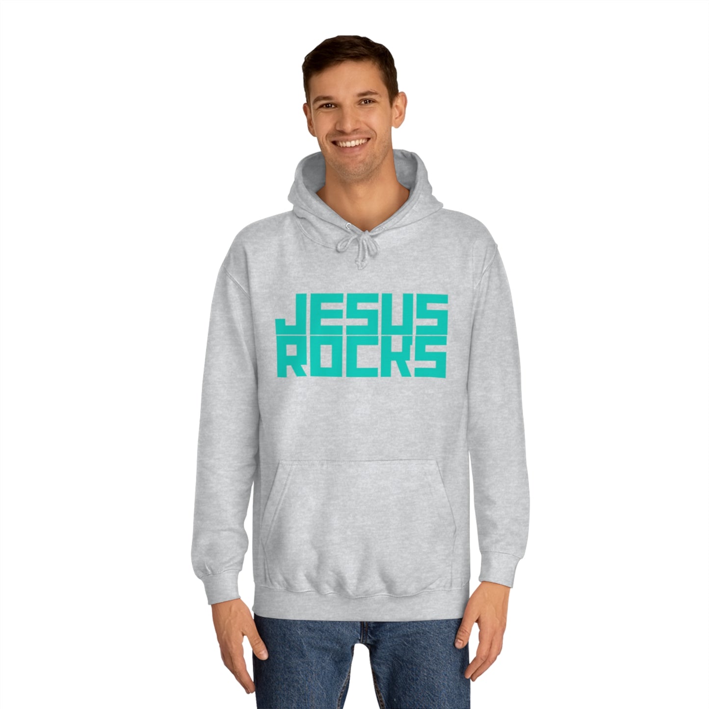 JESUS ROCKS BLOCK Unisex College Hoodie