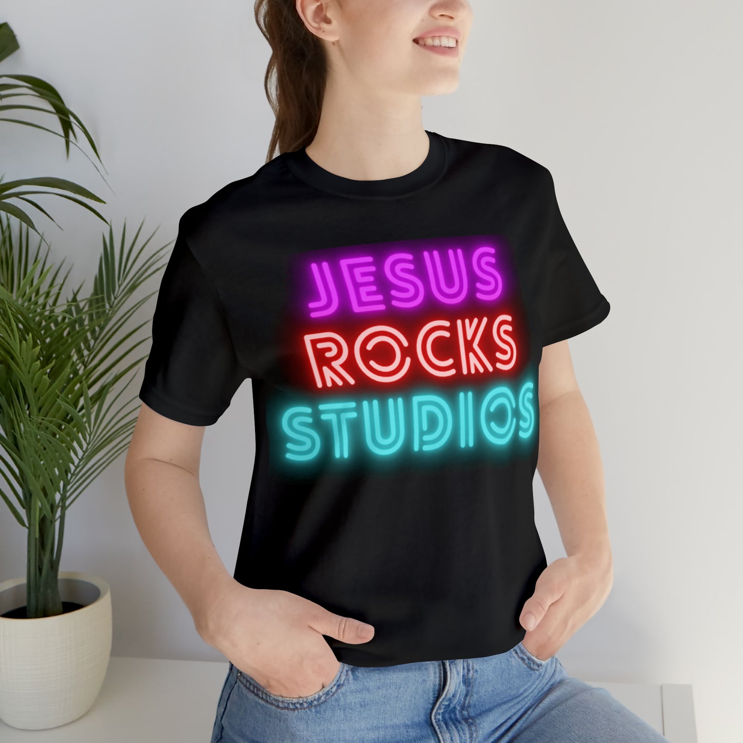 NEON JESUS ROCKS STUDIOS Unisex Jersey Short Sleeve Tee