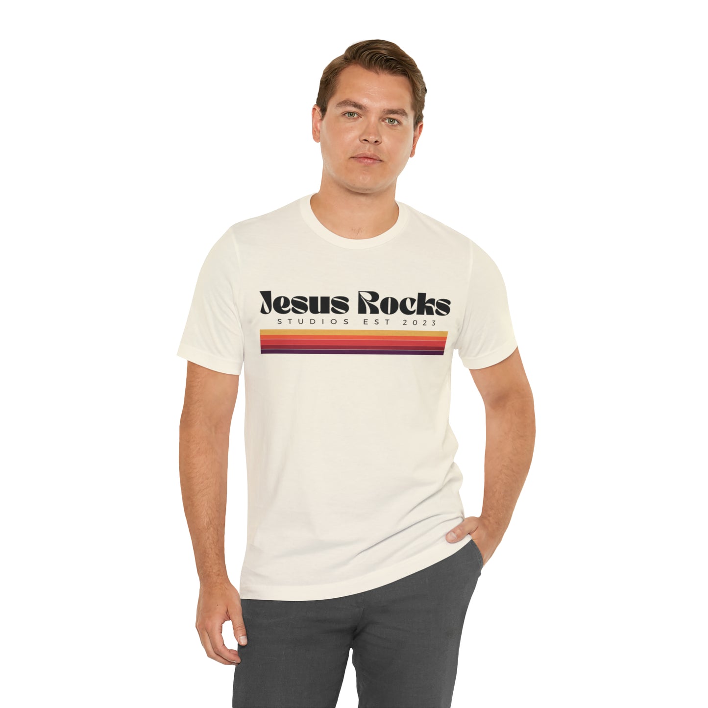 Jesus Rocks Retro Short Sleeve Tee