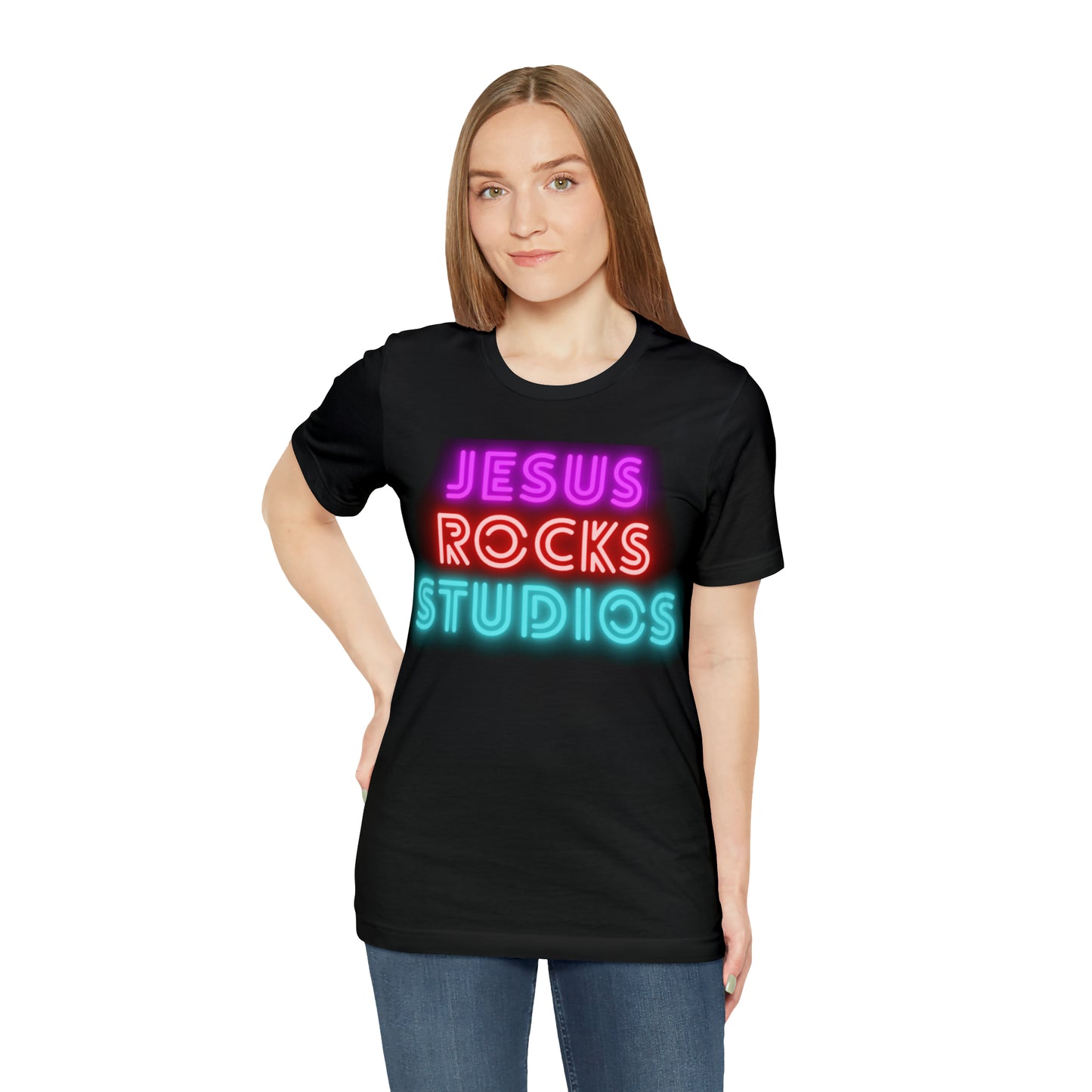 NEON JESUS ROCKS STUDIOS Unisex Jersey Short Sleeve Tee