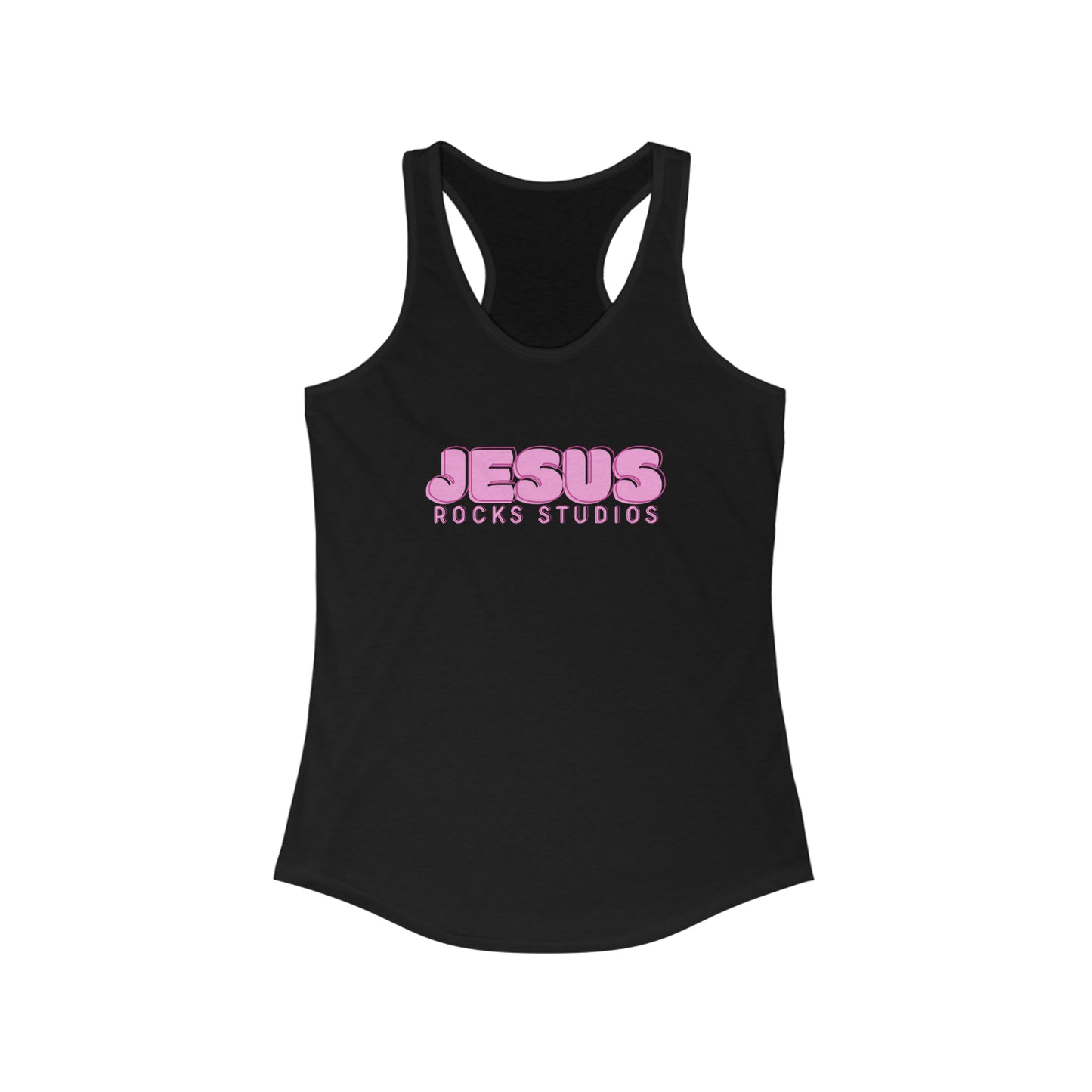 JESUS ROCKS BUBBLE PRINT Women's Ideal Racerback Tank