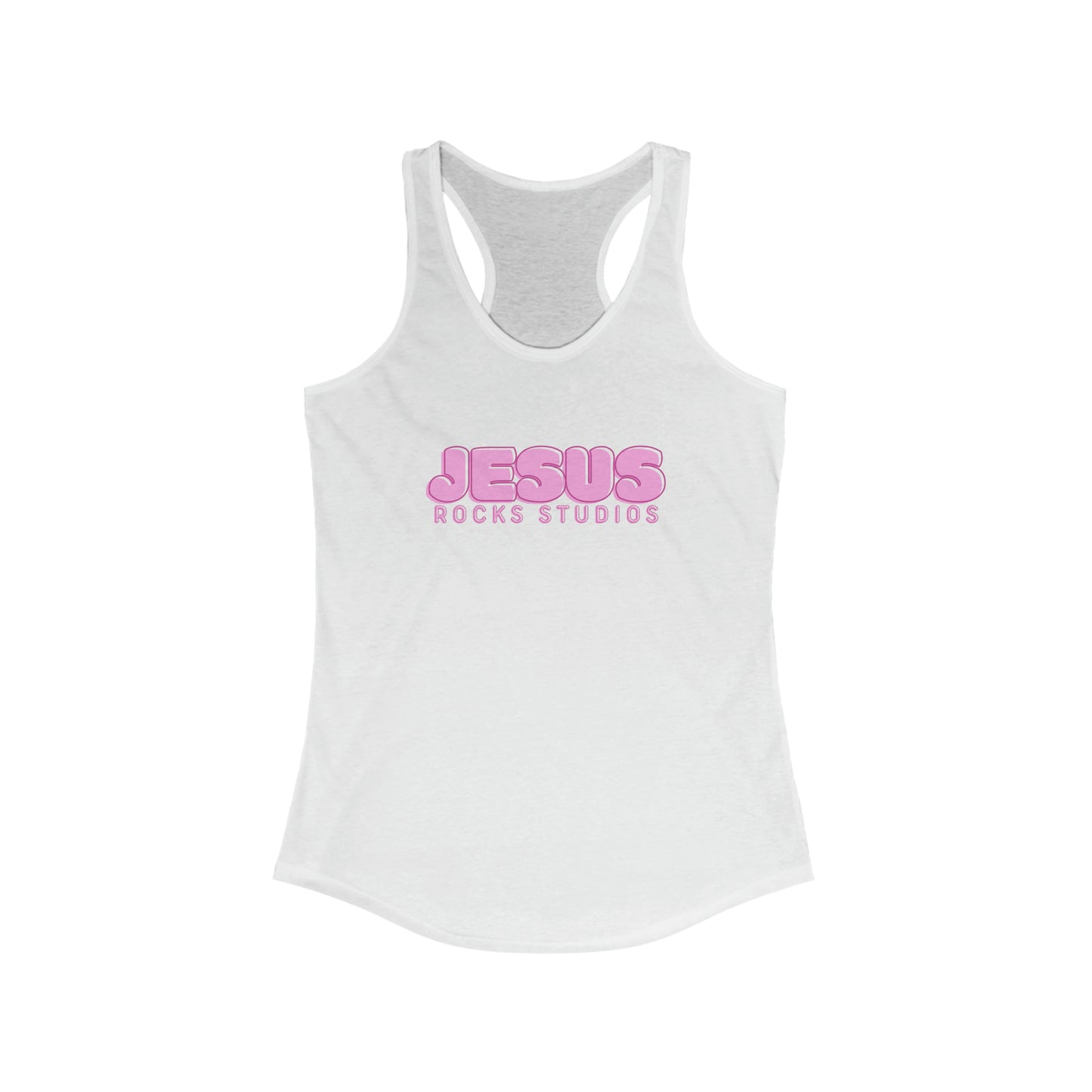 JESUS ROCKS BUBBLE PRINT Women's Ideal Racerback Tank