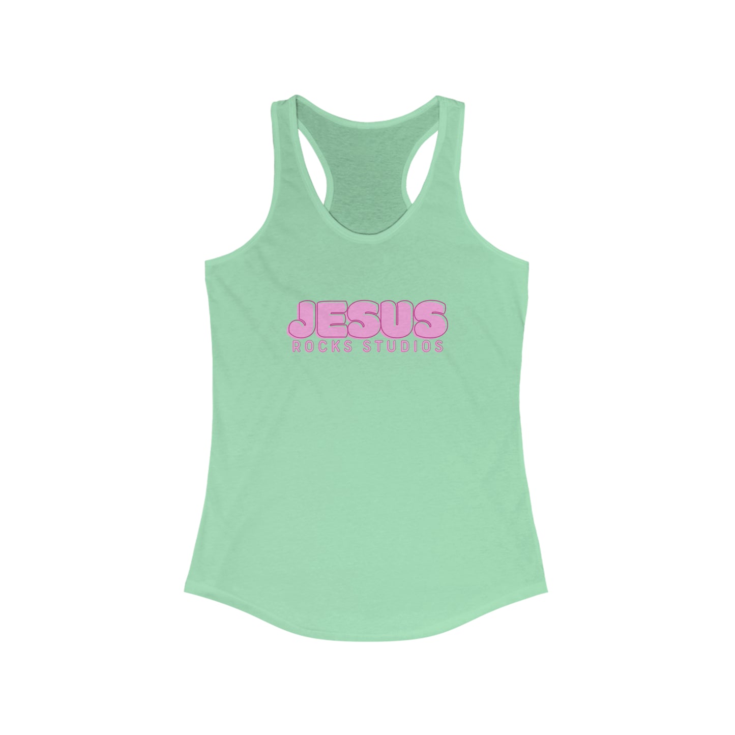 JESUS ROCKS BUBBLE PRINT Women's Ideal Racerback Tank