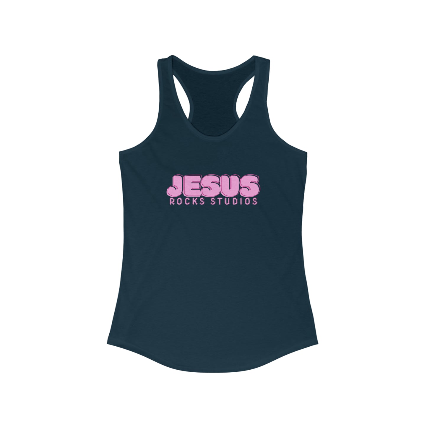 JESUS ROCKS BUBBLE PRINT Women's Ideal Racerback Tank