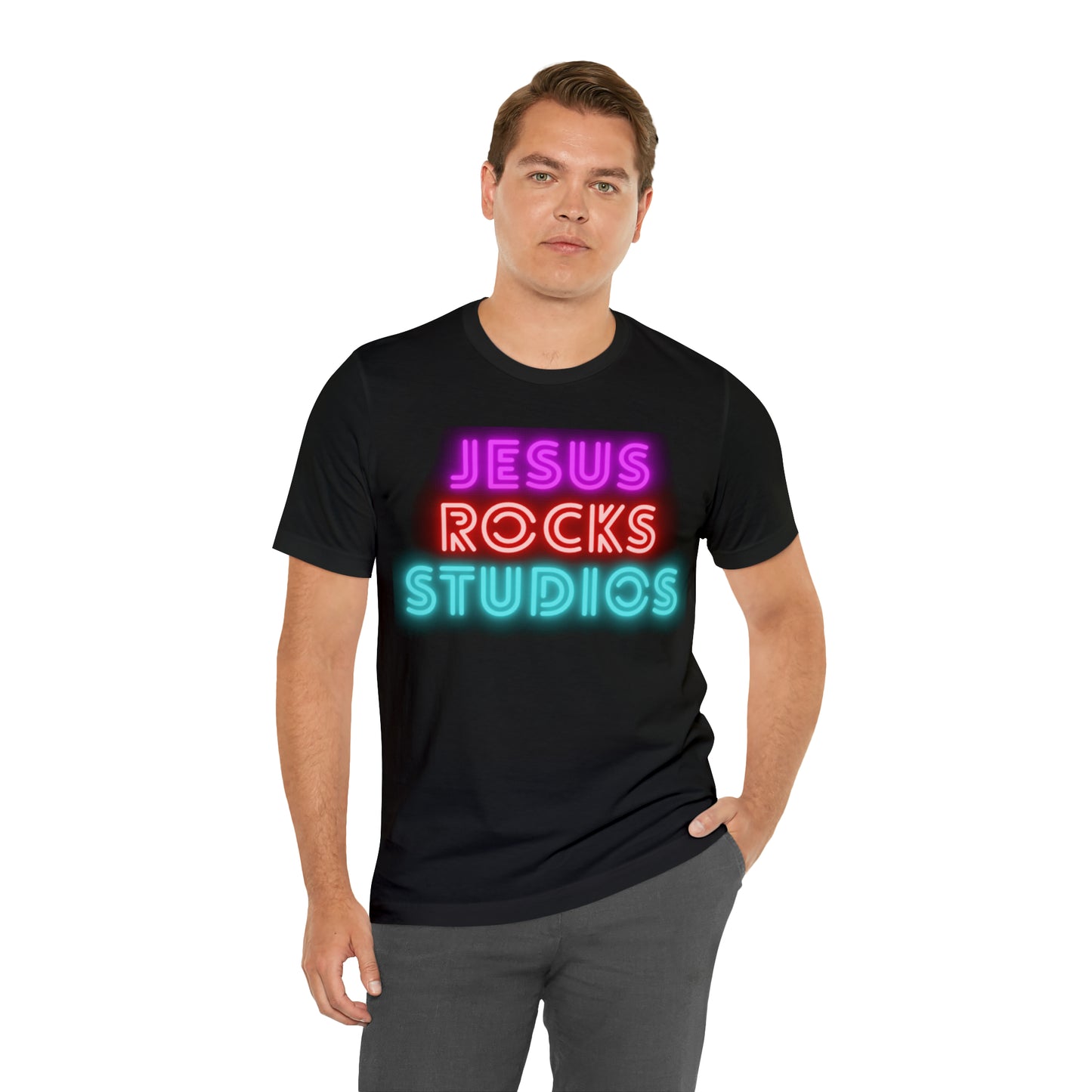 NEON JESUS ROCKS STUDIOS Unisex Jersey Short Sleeve Tee