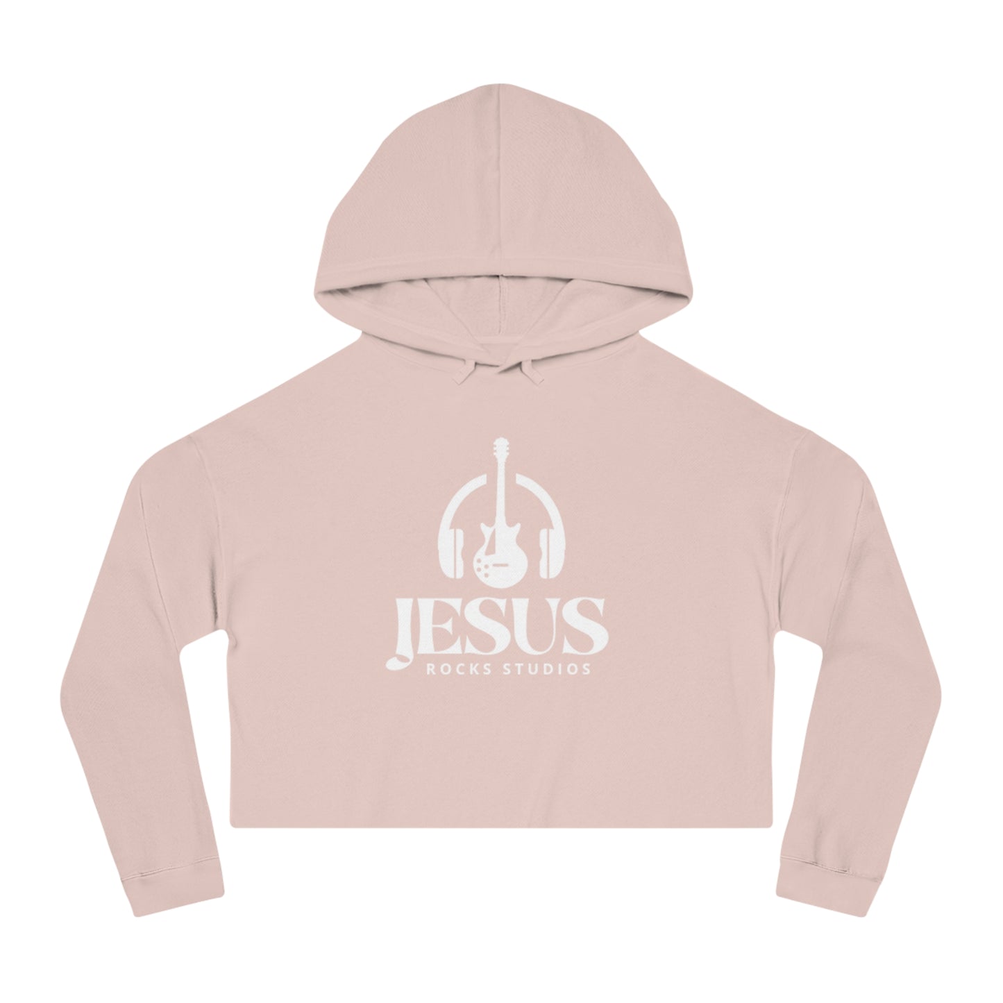 HEADPHONE GUITAR JESUS ROCKS Women’s Cropped Hooded Sweatshirt