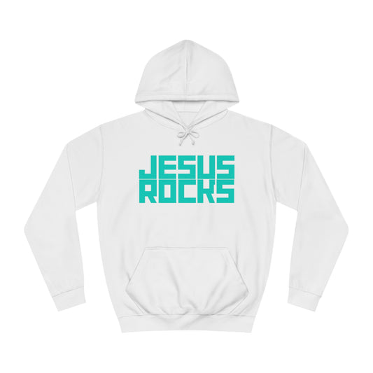 JESUS ROCKS BLOCK Unisex College Hoodie