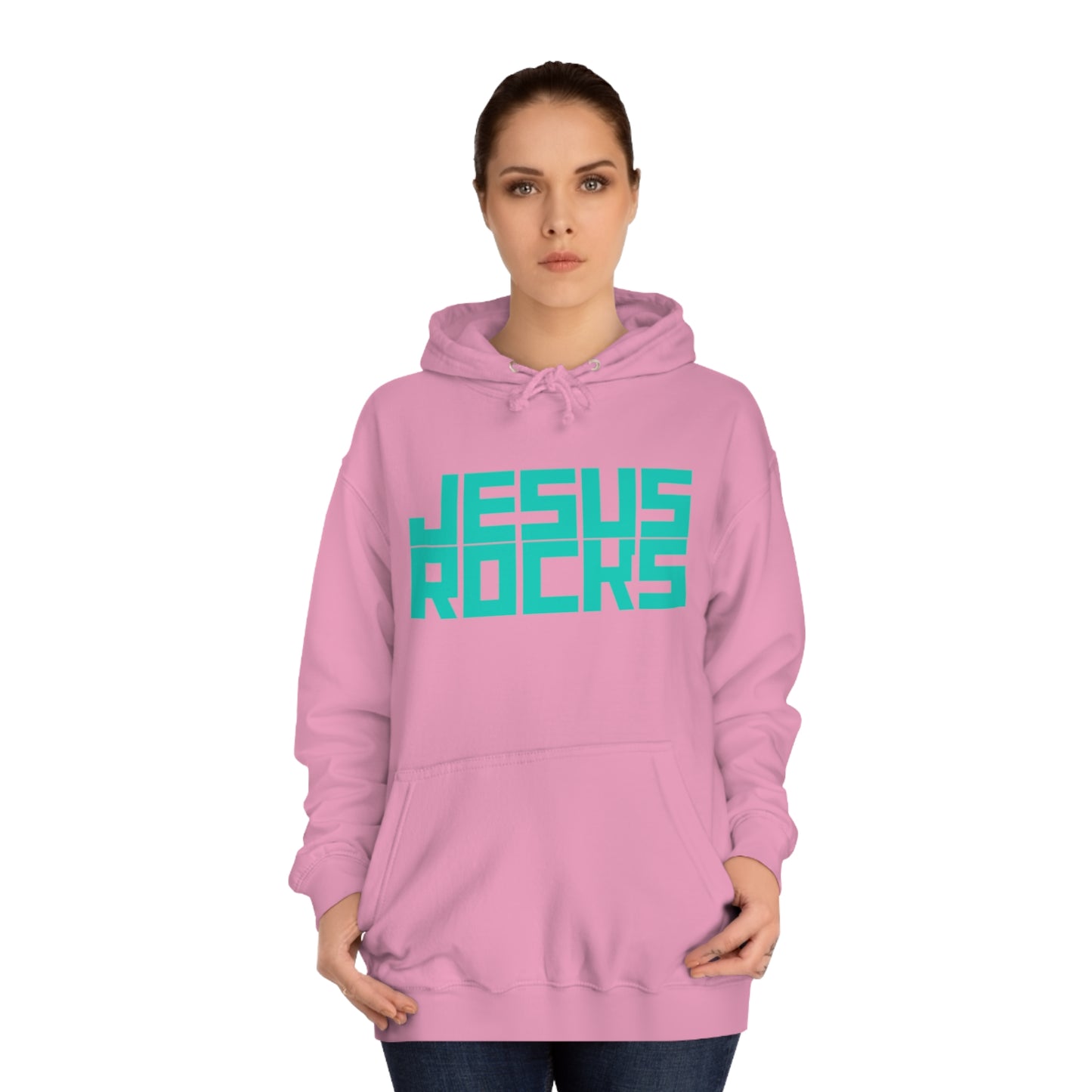 JESUS ROCKS BLOCK Unisex College Hoodie