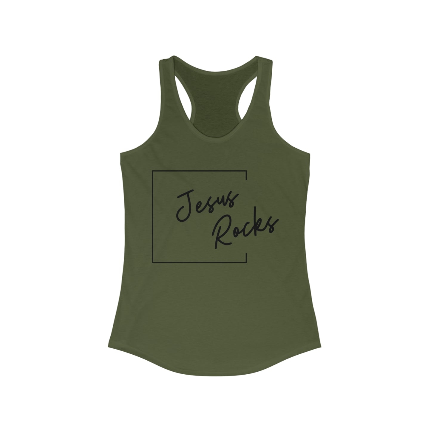 JESUS ROCKS SQUARE Women's Ideal Racerback Tank