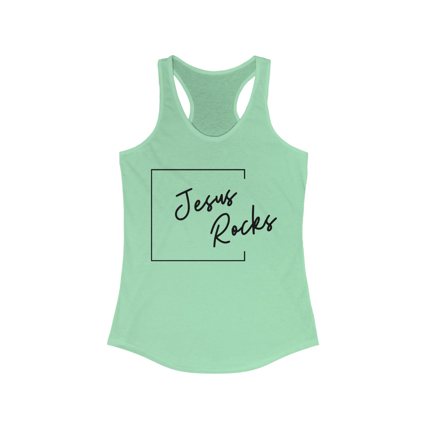 JESUS ROCKS SQUARE Women's Ideal Racerback Tank