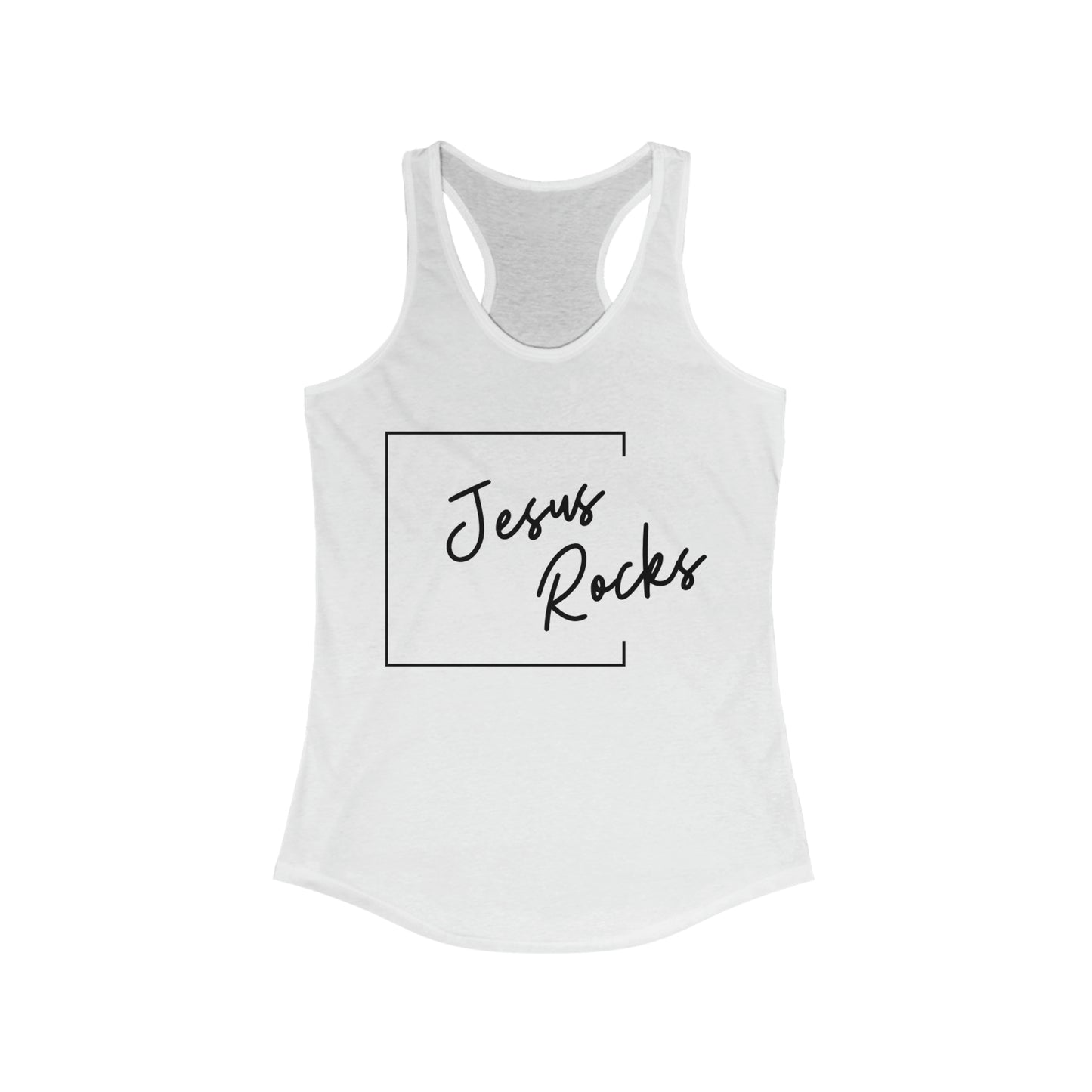 JESUS ROCKS SQUARE Women's Ideal Racerback Tank