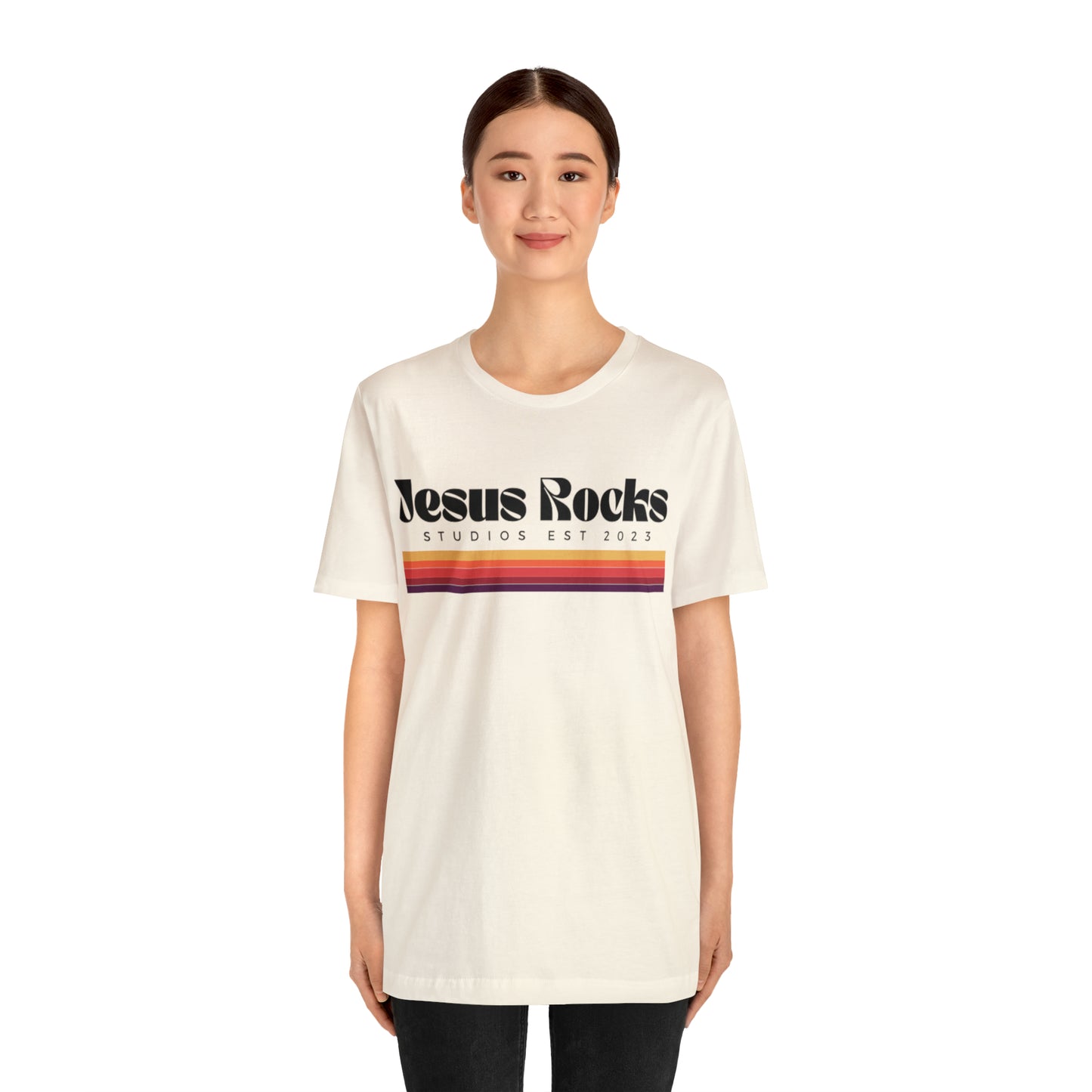 Jesus Rocks Retro Short Sleeve Tee