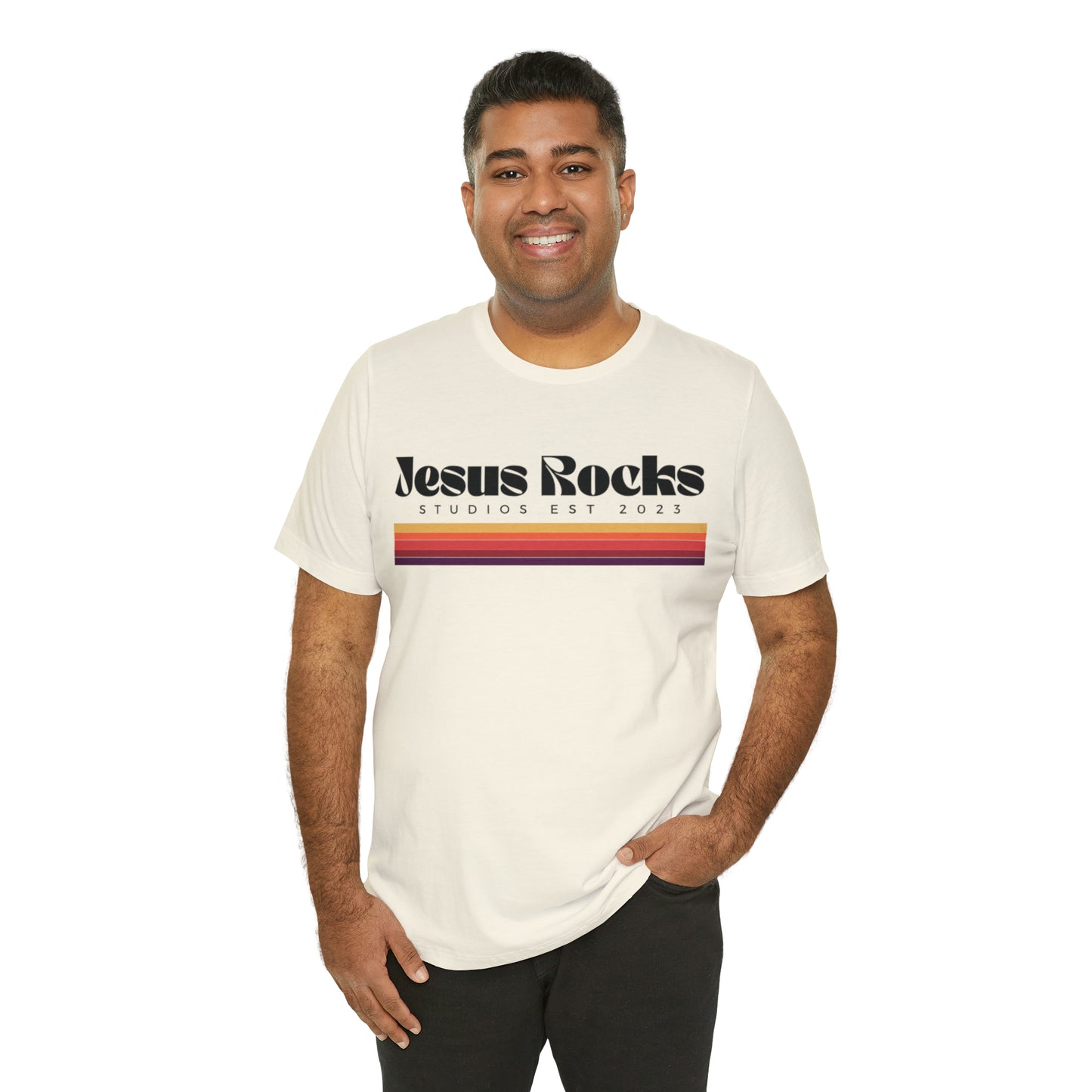 Jesus Rocks Retro Short Sleeve Tee