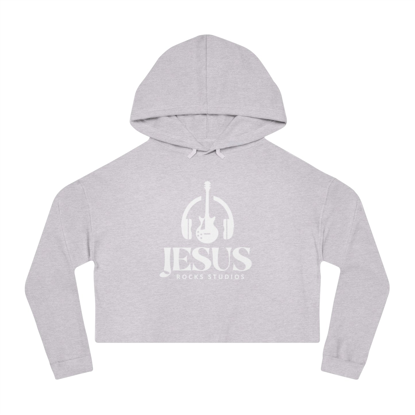 HEADPHONE GUITAR JESUS ROCKS Women’s Cropped Hooded Sweatshirt