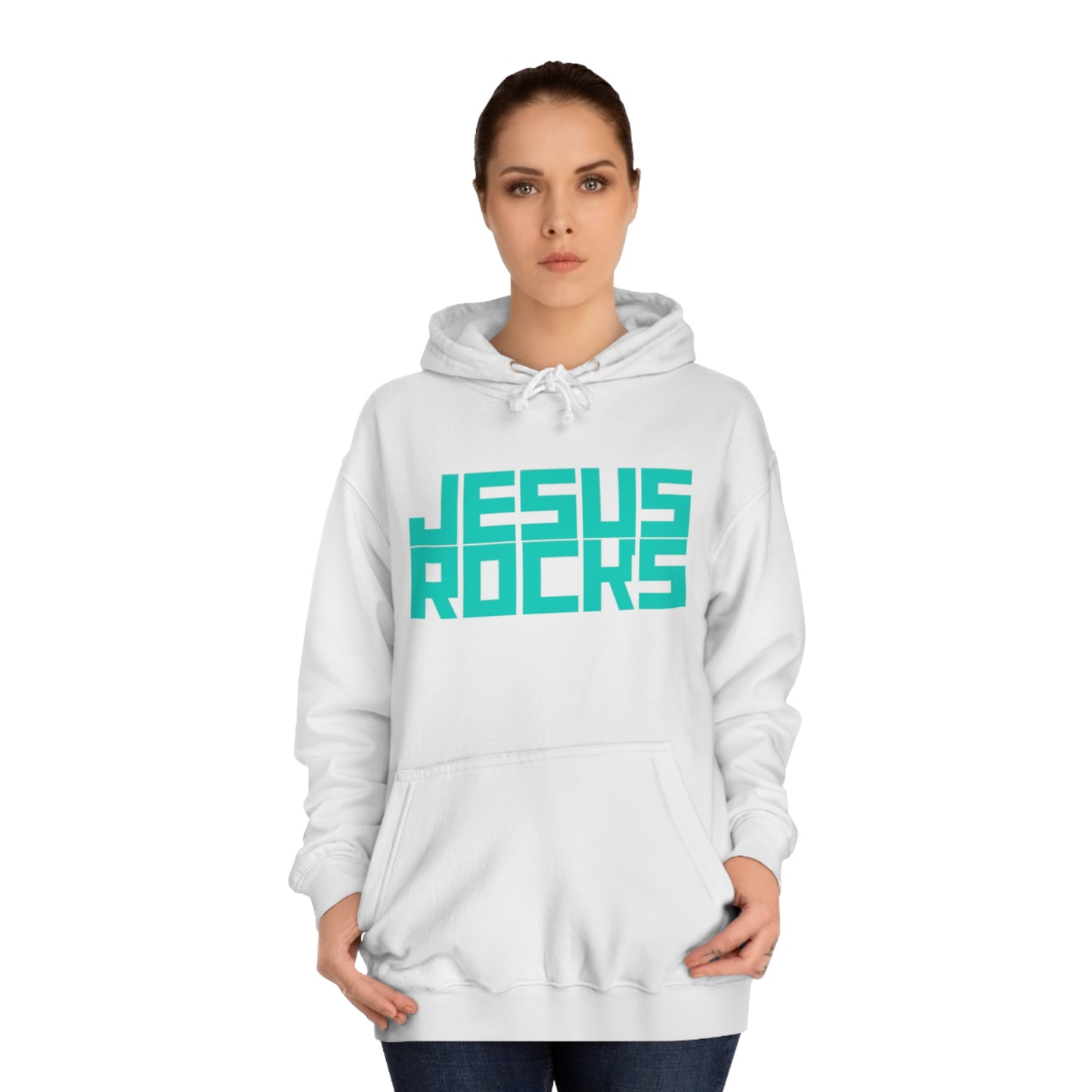 JESUS ROCKS BLOCK Unisex College Hoodie