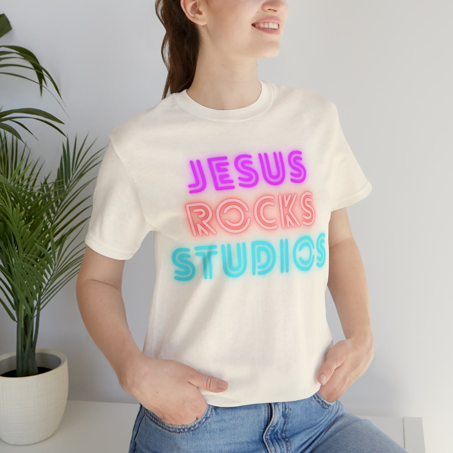 NEON JESUS ROCKS STUDIOS Unisex Jersey Short Sleeve Tee