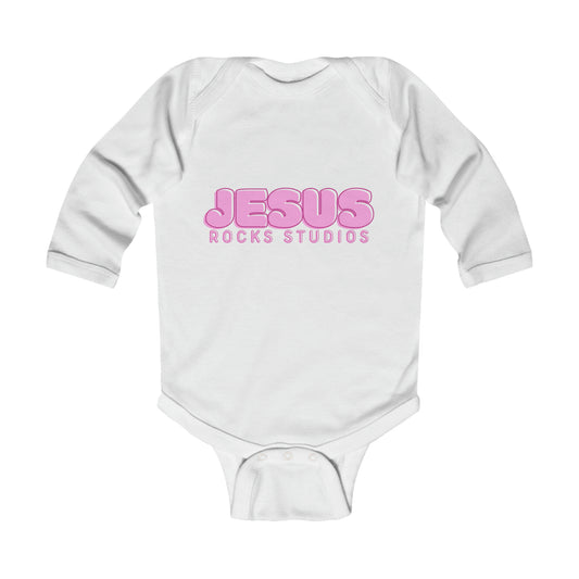 JESUS ROCKS BUBBLE PRINT Infant Long Sleeve Bodysuit