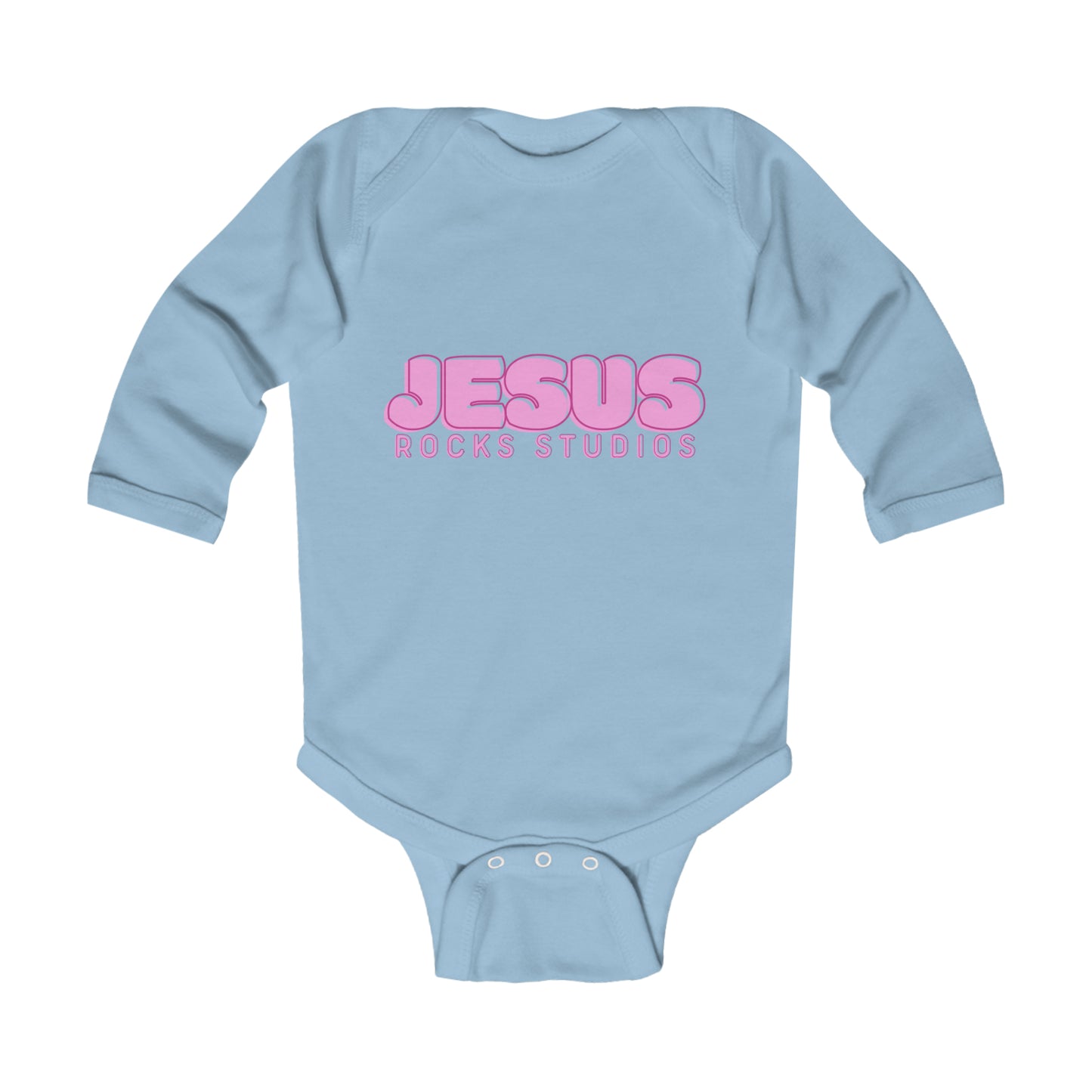 JESUS ROCKS BUBBLE PRINT Infant Long Sleeve Bodysuit