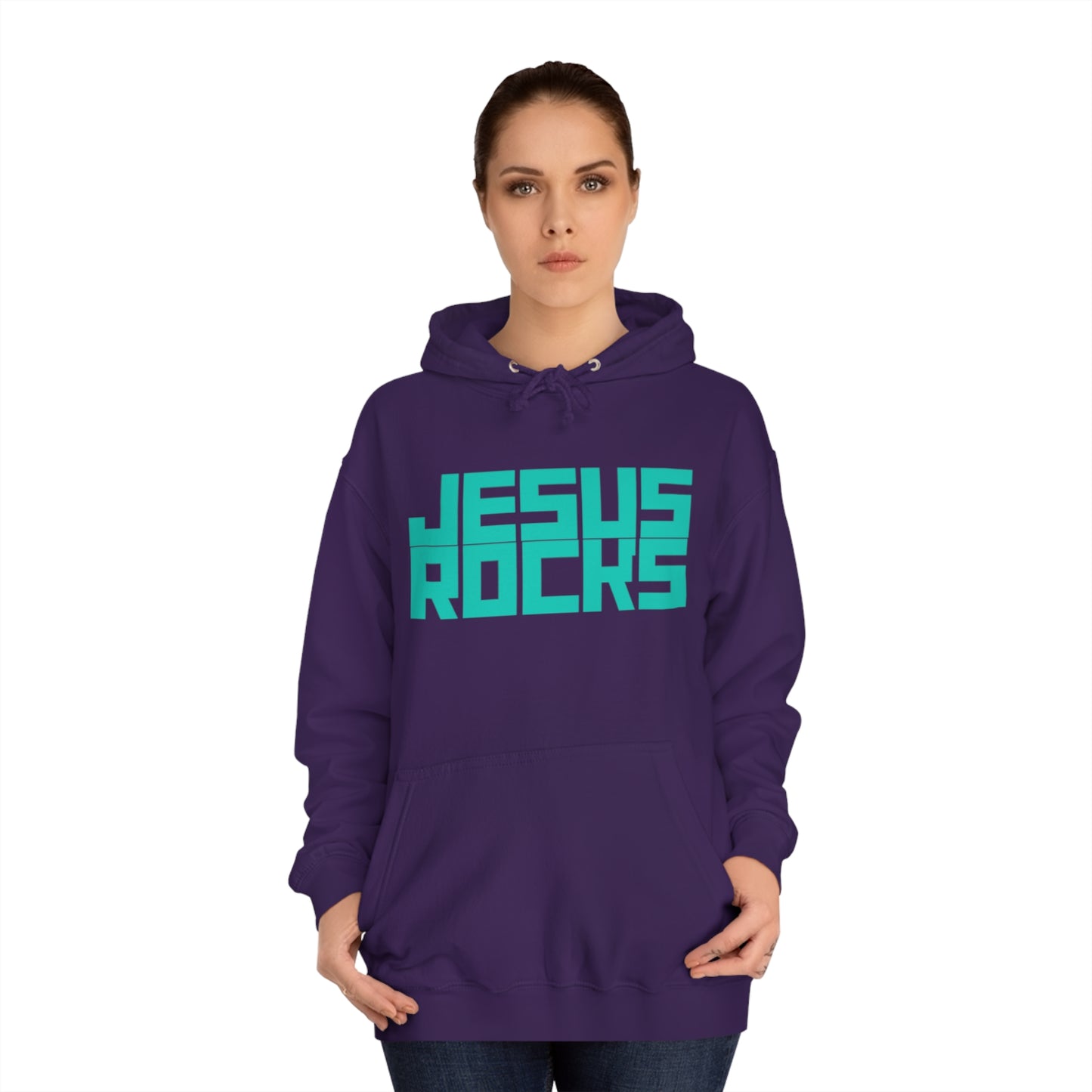 JESUS ROCKS BLOCK Unisex College Hoodie