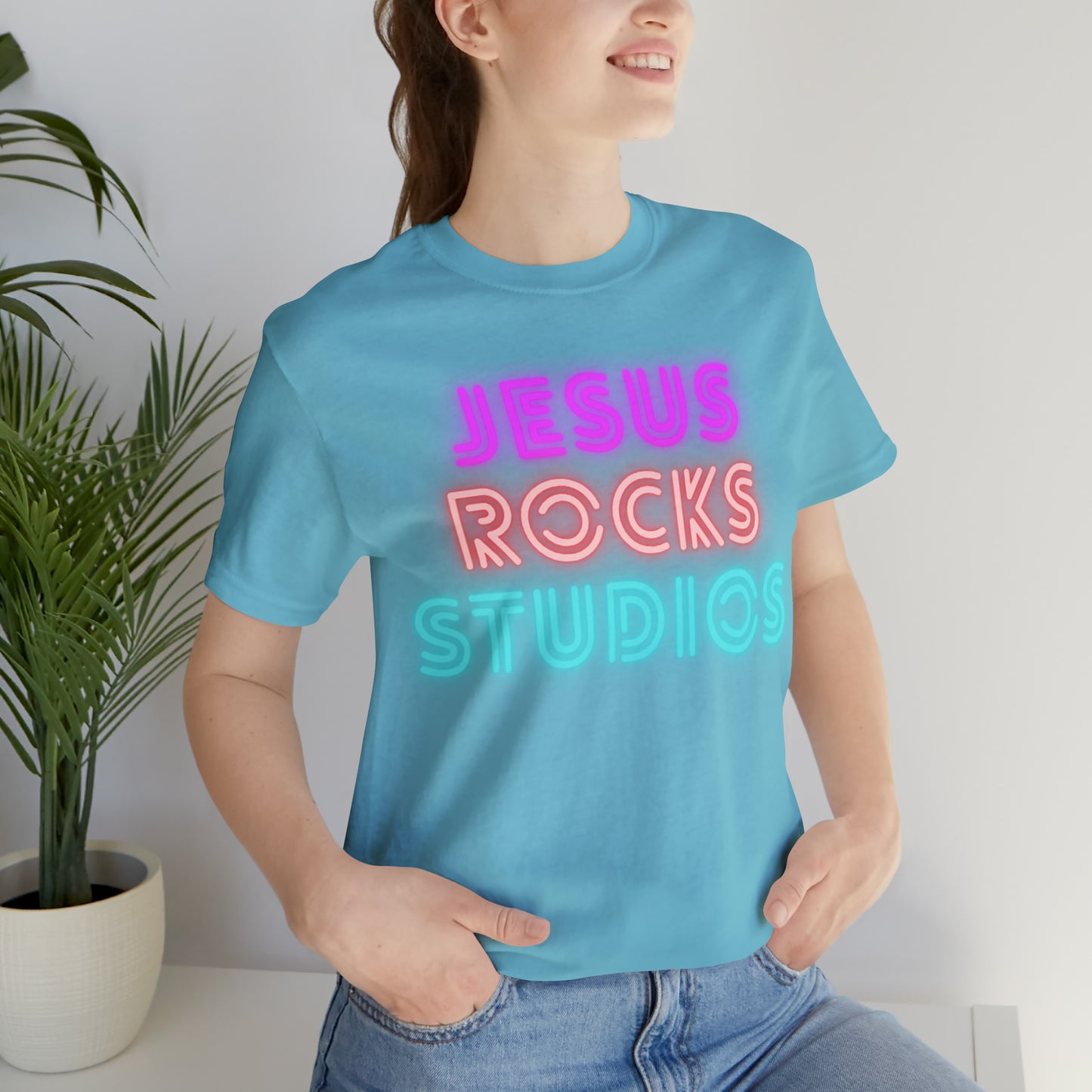 NEON JESUS ROCKS STUDIOS Unisex Jersey Short Sleeve Tee