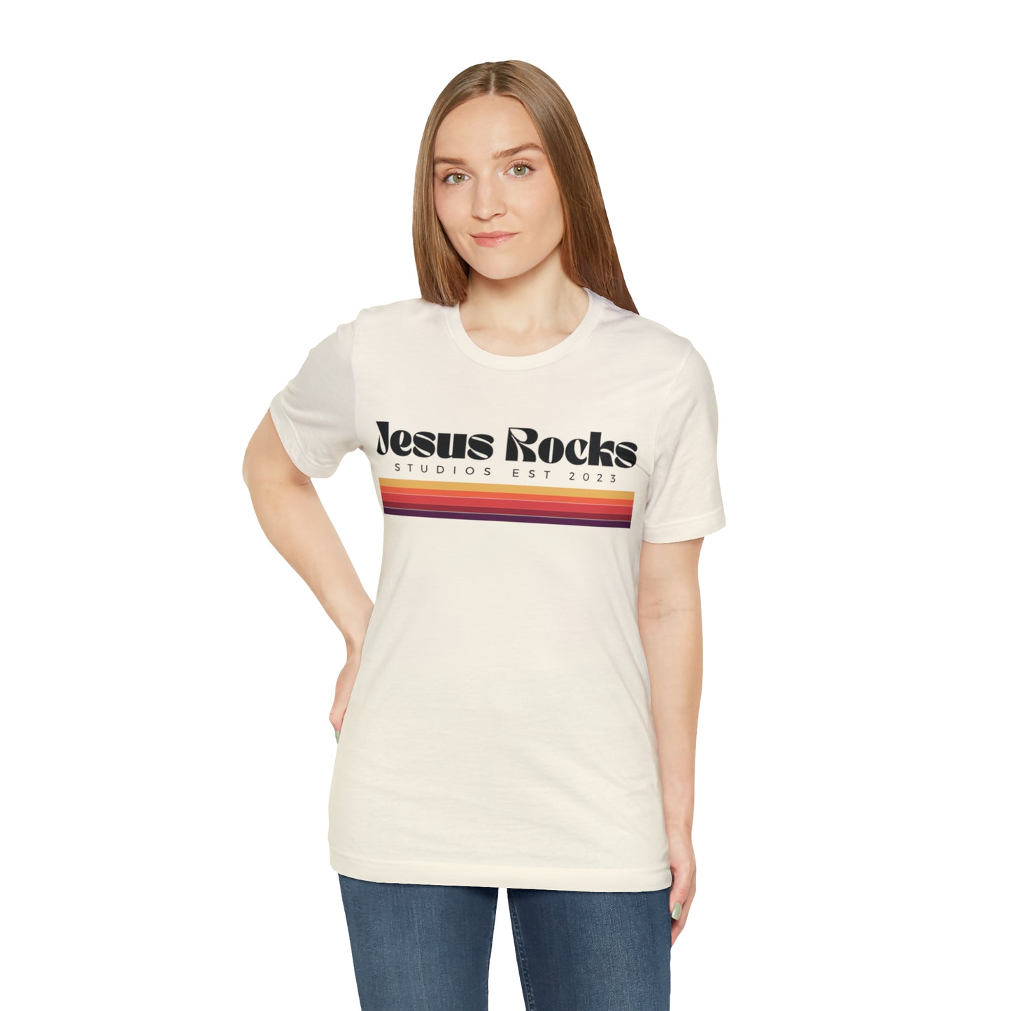 Jesus Rocks Retro Short Sleeve Tee