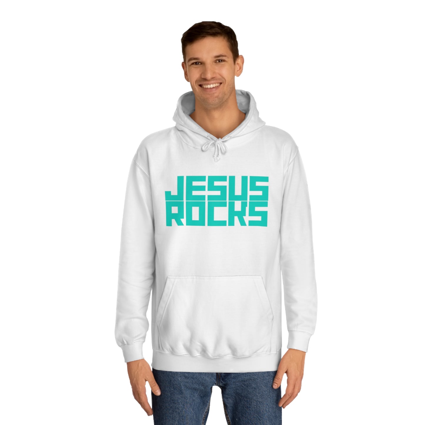 JESUS ROCKS BLOCK Unisex College Hoodie