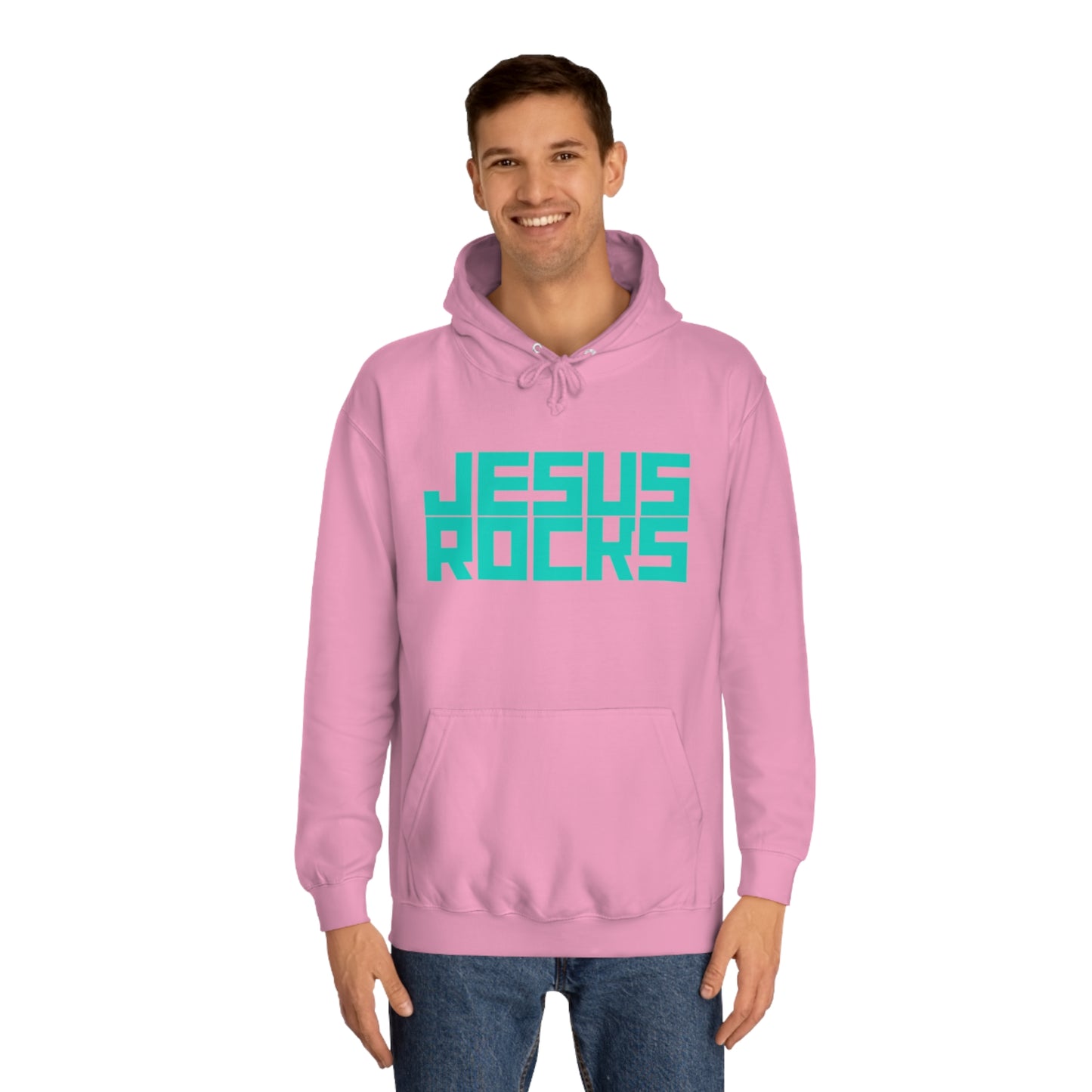 JESUS ROCKS BLOCK Unisex College Hoodie