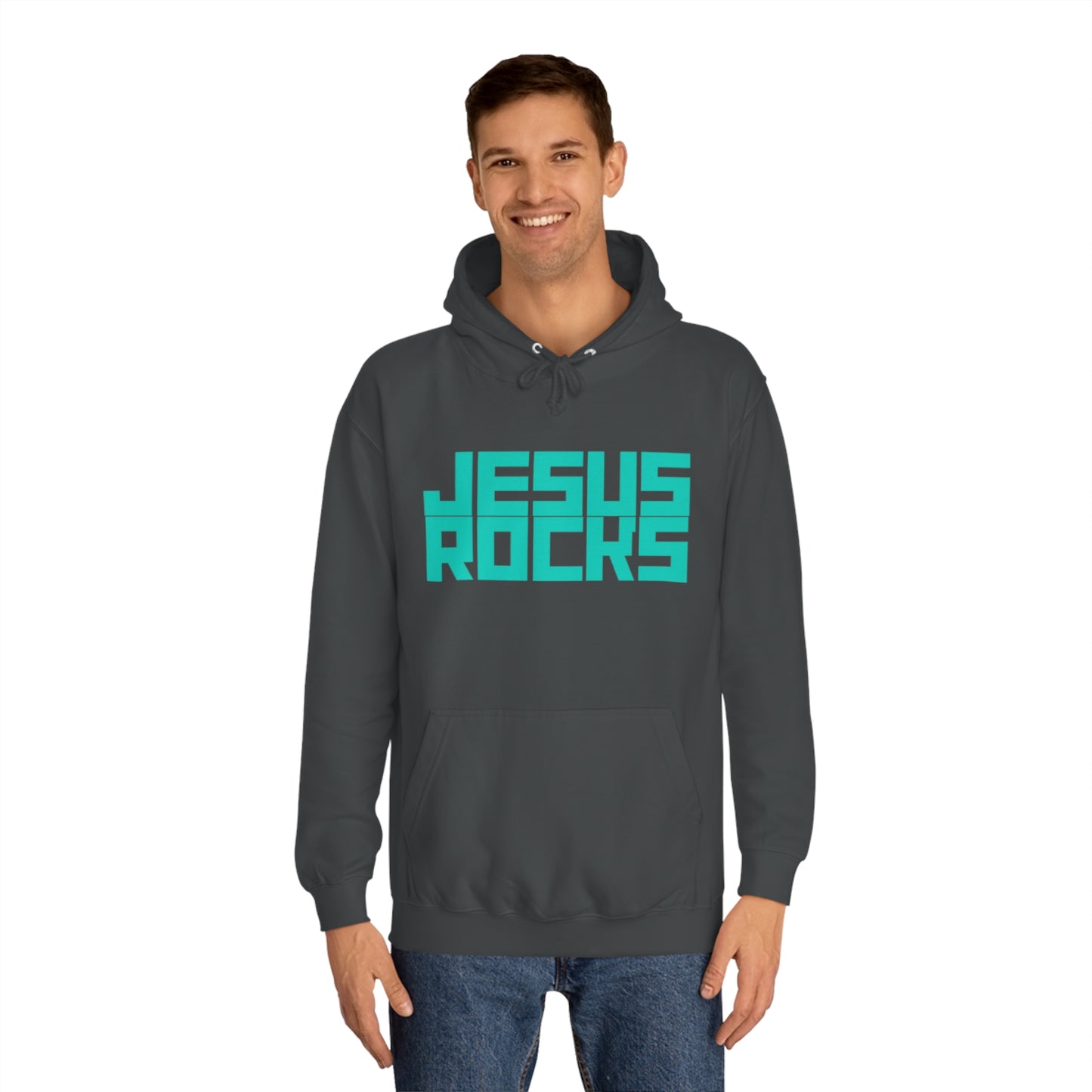 JESUS ROCKS BLOCK Unisex College Hoodie