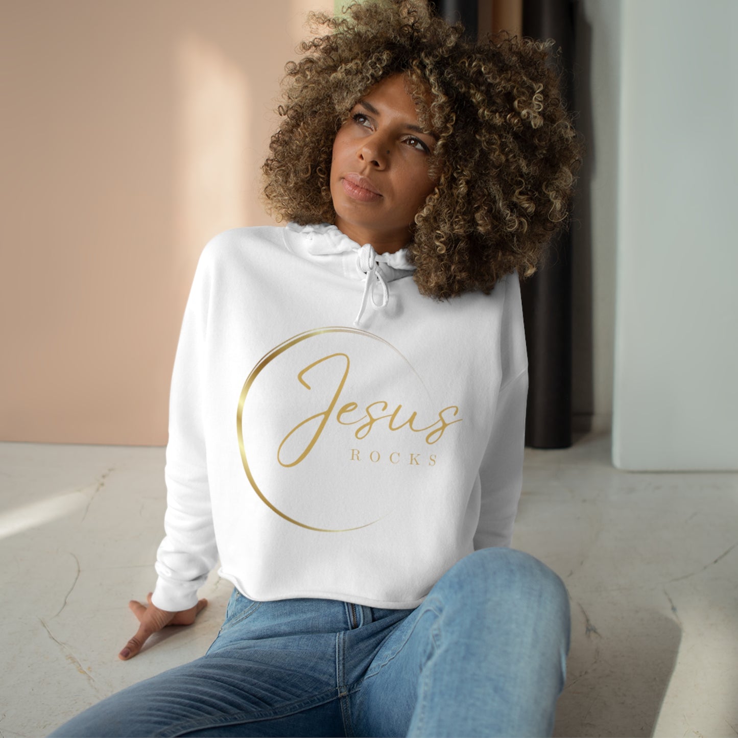 JESUS ROCKS FEMALE Crop Hoodie