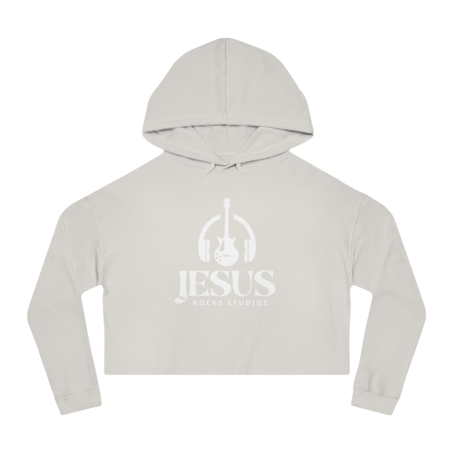 HEADPHONE GUITAR JESUS ROCKS Women’s Cropped Hooded Sweatshirt