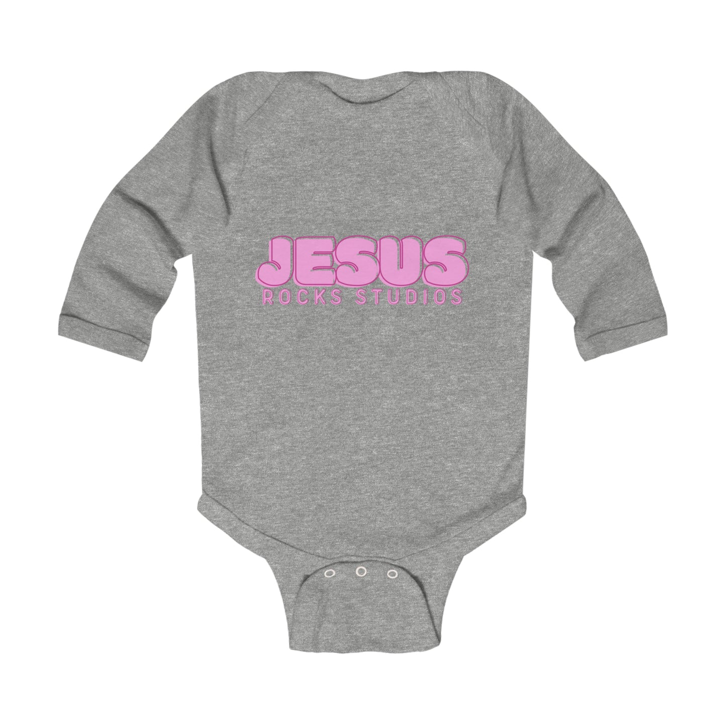 JESUS ROCKS BUBBLE PRINT Infant Long Sleeve Bodysuit