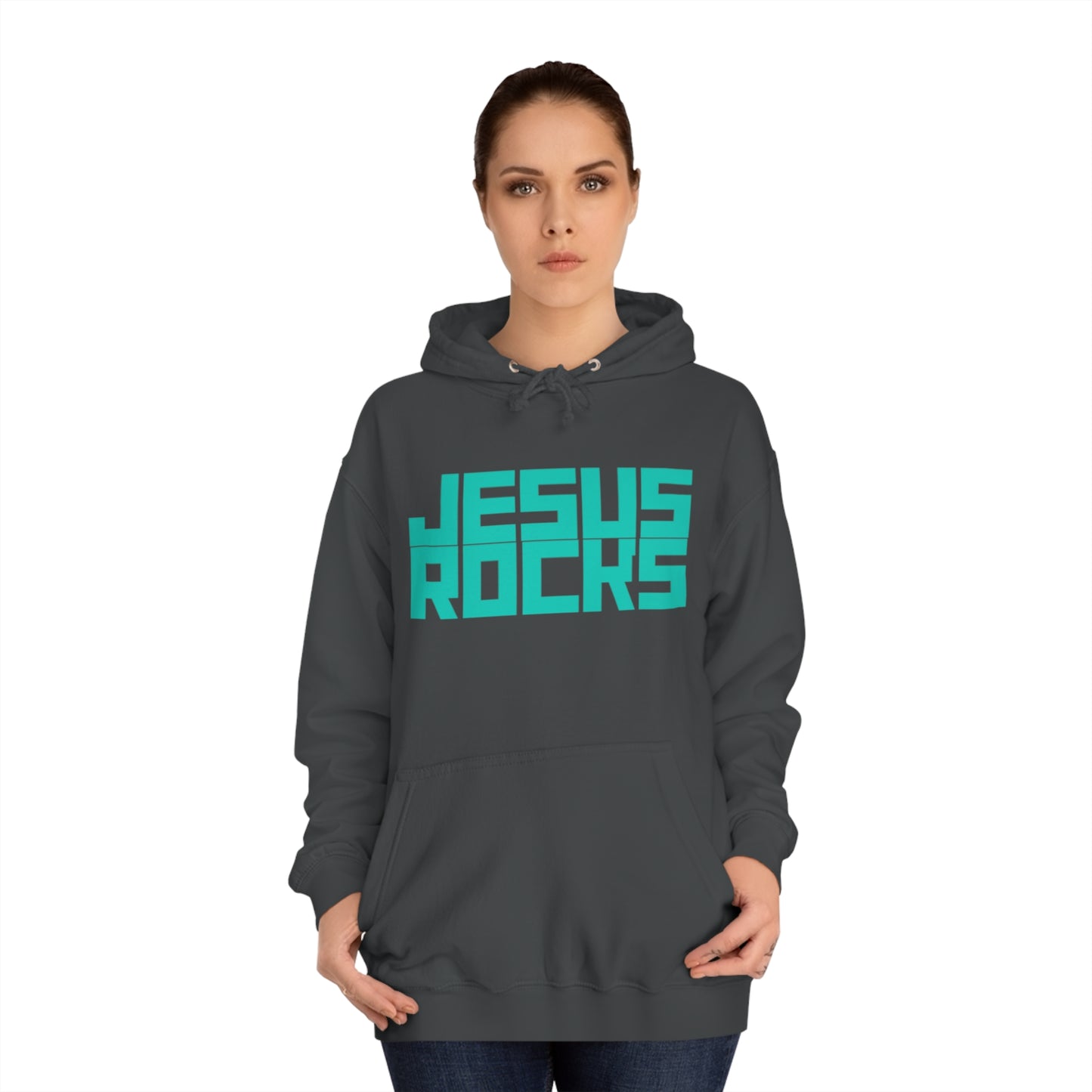 JESUS ROCKS BLOCK Unisex College Hoodie