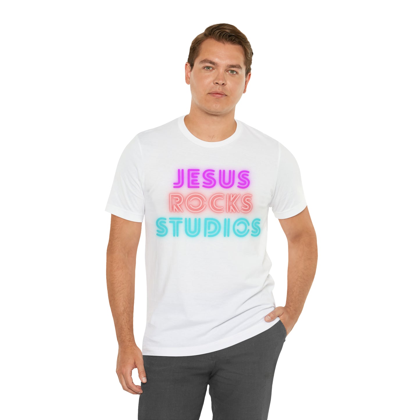 NEON JESUS ROCKS STUDIOS Unisex Jersey Short Sleeve Tee